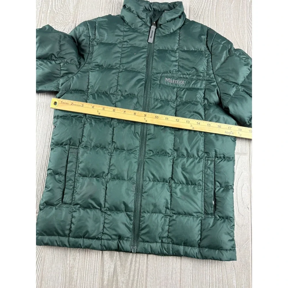 Marmot Boys Green Puffer Jacket Size Large Down Quilted Zip Up